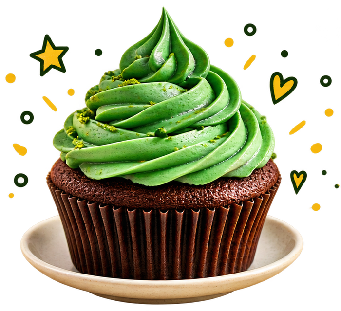 Gluten-free cupcake with green icing